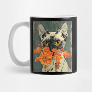 Devon Rex Cat Flowers Photo Cat Lover Gift Idea Mug